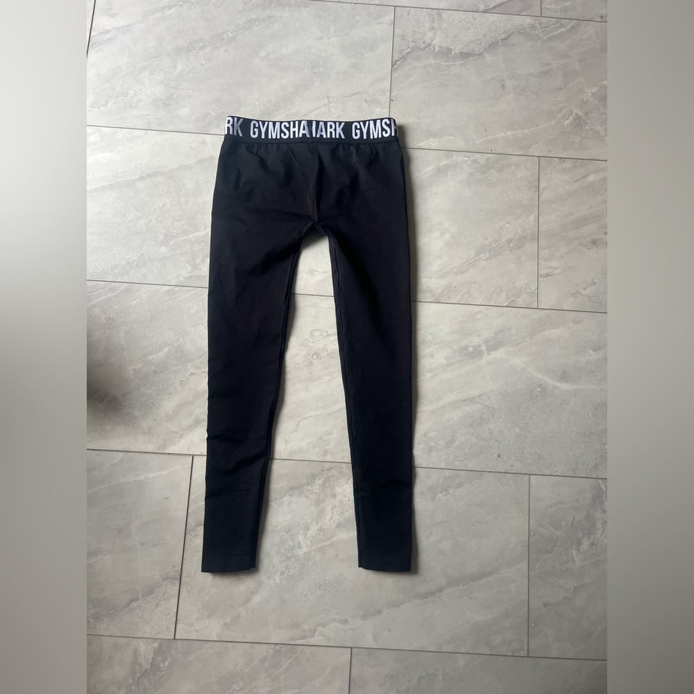 Gymshark Black Leggings with Logo Waistband